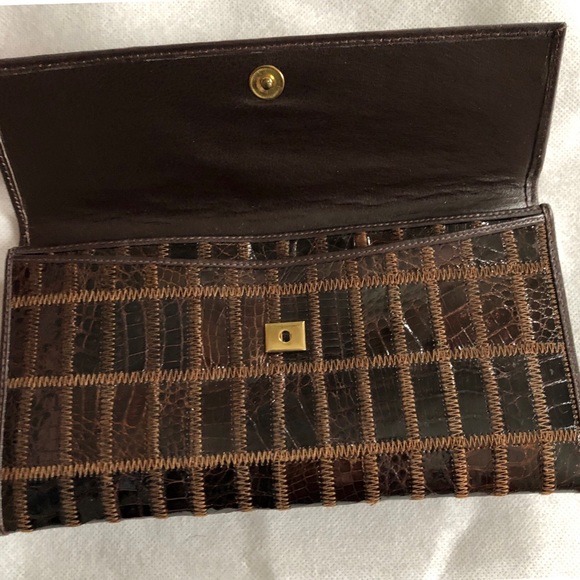 Made in Italy Vintage brown croc wallet - Picture 5 of 11